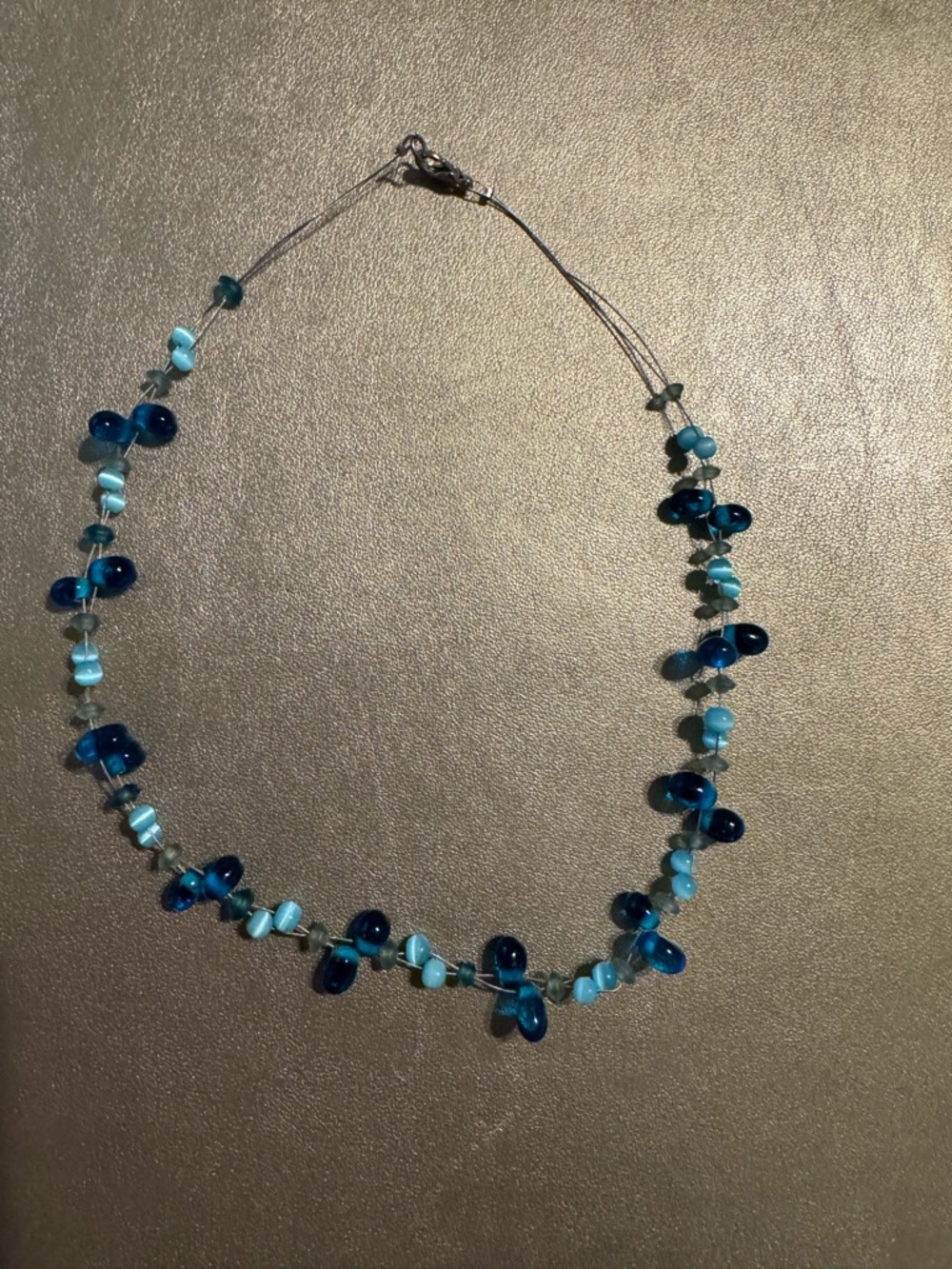 Blue Glass Bead Cluster Necklace - Women Jewelry